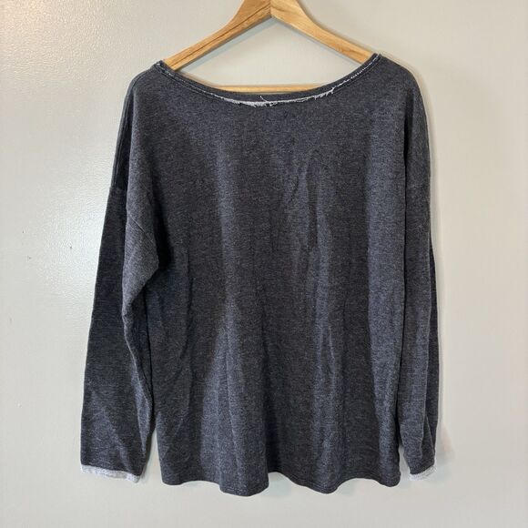 Aerie Womens Gray Long Sleeve Shirt Studded Rhinestones Pullover Sz XL - Picture 5 of 6
